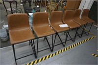 6-bar stools-brown vinyl on metal legs