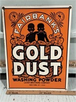 GOLD DUST ENAMELED METAL SIGN 12" x 9"