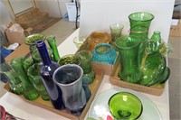 3 Flats of Green Vases