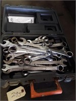 Assorted combination wrenches in case