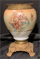 Antique Hand Painted Oil Lamp Base