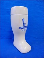 Steam Whistle Beer Ceramic Boot Glass