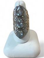 Sterling Silver .925 3-Stone Ring, Size 7