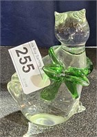 Glass Cat w/ Green Scarf