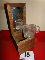 WOODEN SHAVING MIRROR WITH GLASS DISH