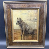 E. de C. W. "A Wire-Haired Griffon" Oil Painting
