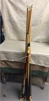 WOODEN POOL CUE RESTORATION LOT / APPROX:  14+ PCS