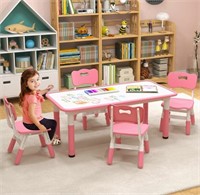 Kids Table and Chairs Set for 4 with Graffiti Top