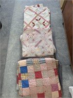 3 vintage Quilts, damaged