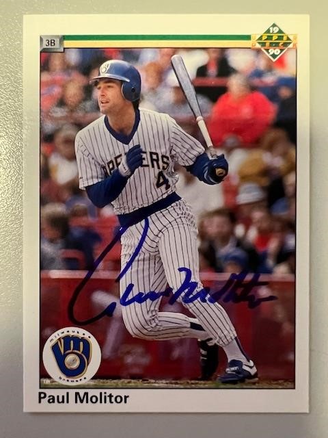 Brewers Paul Molitor Signed Card with COA