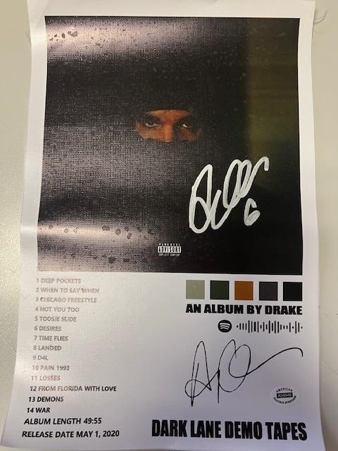 Drake Signed Album Sheet with COA