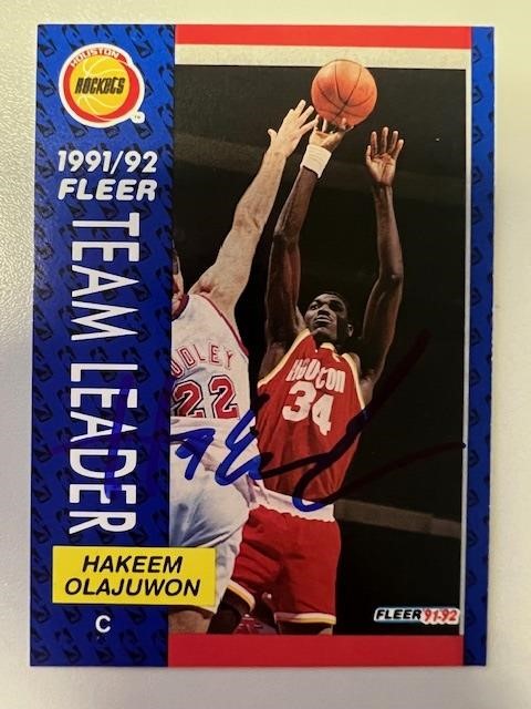 Rockets Hakeem Olajuwon Signed Card COA