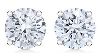 14k White Gold Round 1.00ct Diamond Stud Earrings