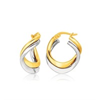 14k Two-tone Gold Fancy Double Twist Earrings