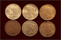 6pc 1923 - 1928 Peace Dollars, 1926S & 1928S