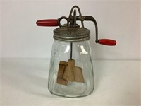 SCC GLASS BUTTER CHURN W/WOODEN PADDLES