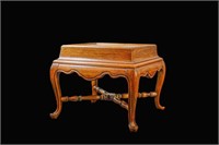 Raised Top Carved Wooden Side Table