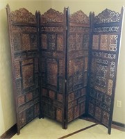 Gorgeous Carved Teak Room Screen 4 Panel