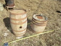 2pc Antique Wood Keg Barrels