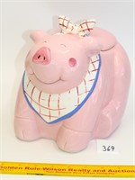 Pink pig w/bandana cookie jar; Coco Dowley