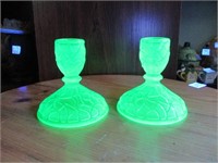 Uranium glass candle holders.