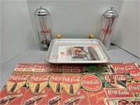 Coca-Cola placemats, Coca-Cola glass stray