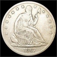1867-S Seated Liberty Half Dollar LIGHTLY