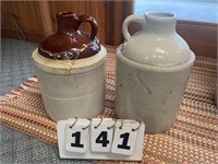 (2) Cracked Stone Jugs