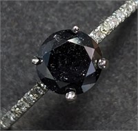 $1820 10K 1.33g Black Diamond(1ct)+(0.08ct) Ring