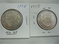 1958 50 CENT COINS