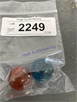 BAG OF 2 LARGER MARBLES--CLEAR/ GLITTER