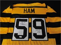 STEELERS JACK HAM SIGNED PRISON JERSEY JSA COA