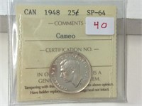 1948 (iccs Sp64) Canadian Silver 25 Cent