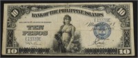 1933 US PHILIPPINES TEN PESOS VF