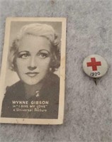 RED CROSS 1920S PIN AND PIC W/ INFO