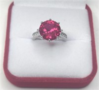 Sterling Old Mine Cut Ruby & White Sapphire