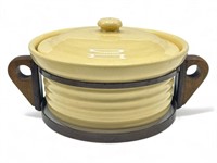 Vintage Bauer Ringware yellow casserole dish in