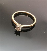 14KT DIAMOND SOLITAIRE RING, 2.4G, SIZE 7