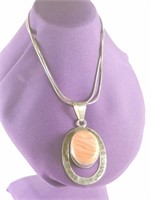 STERLING SILVER CABOCHON NECKLACE & PENDANT