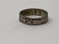 Sz11 Older Claddaugh Ring Sterling Silver
