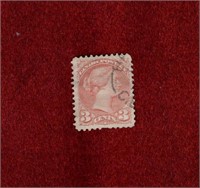CANADA QV 3 CENT SMALL QUEEN STAMP #37a ROSE