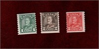 CANADA 3 MINT 1931 KGV LEAF ISSUE COIL STAMPS