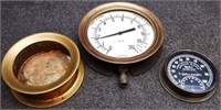 Brass Pressure Gauge, Hygrometer & Brass Case