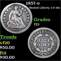 1857-o Seated Liberty 1/2 10c Grades f+