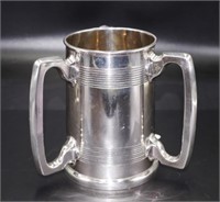 Antique silver plate three handle loving cup