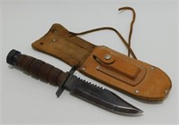 Military Knife with Sheath & Stone