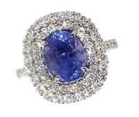 14k Gold 4.10 ct Oval Tanzanite & Diamond Ring