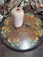 Fruit Scene Lazy Susan and Wood Pc.