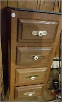 Wood 4 drawer cabinet, no top,