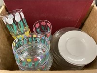 Glasses Assortment, Plates, Bowls, Pepper Grinder